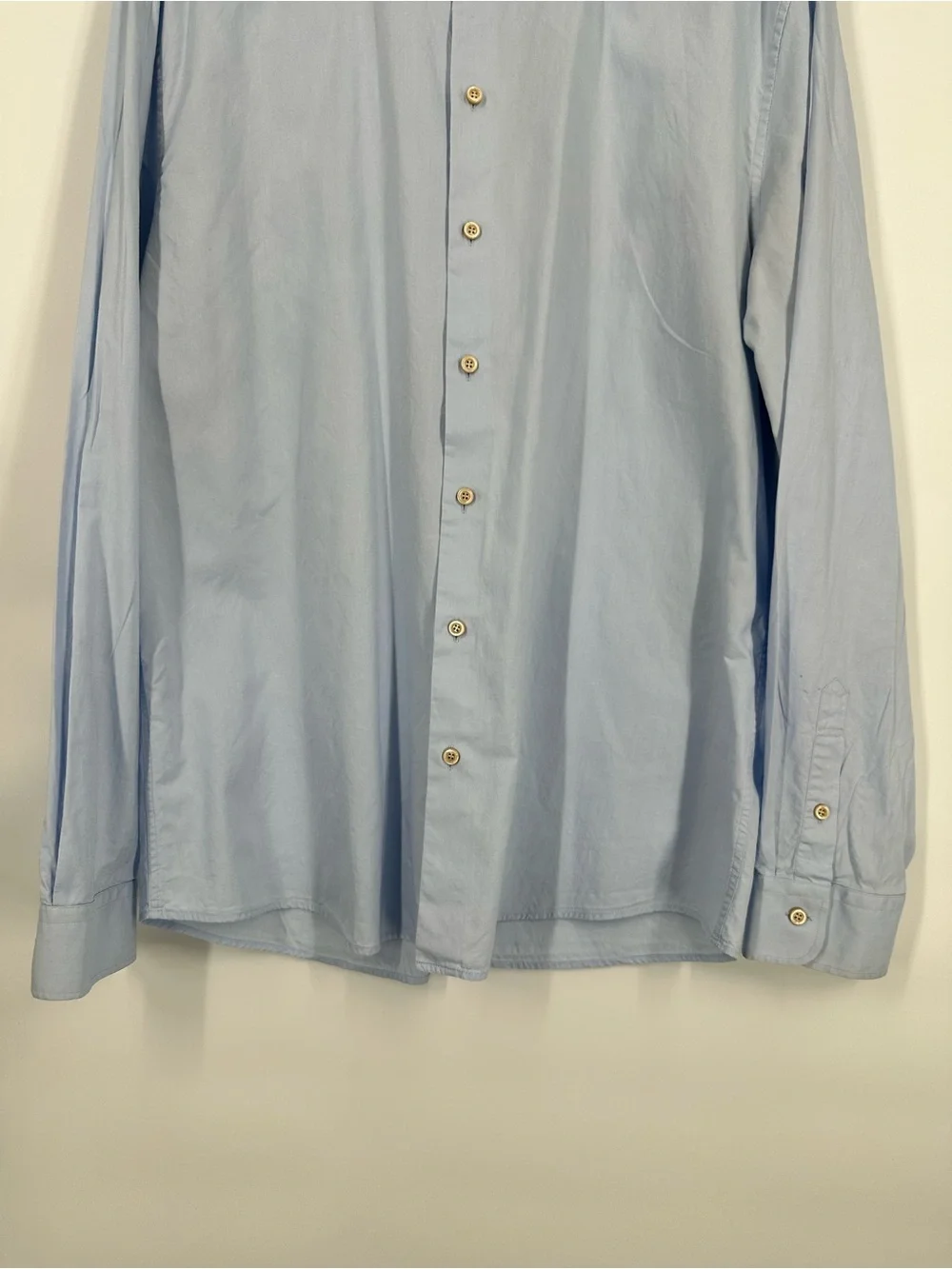 GUCCI French Cuff Vintage Pointed Collar Uniform Staff Dress Shirt Light Blue